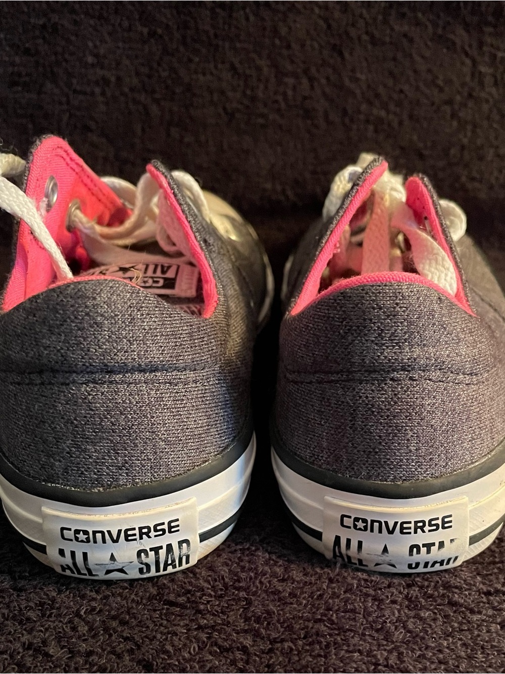 Converse All Star Kids Low Top Sneakers - Charcoal with Pink - Picture 4 of 8